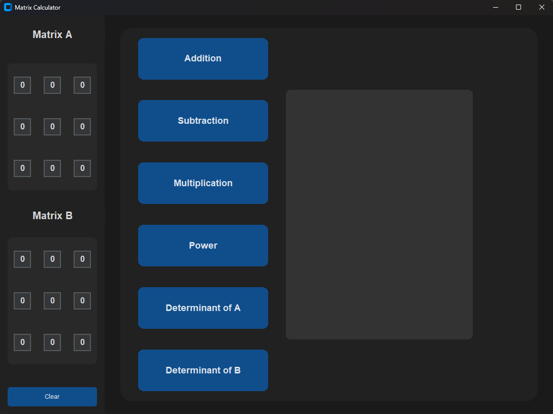 matrix calculator user interface